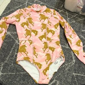 Submarine Pink and Gold Kids Swim One Piece